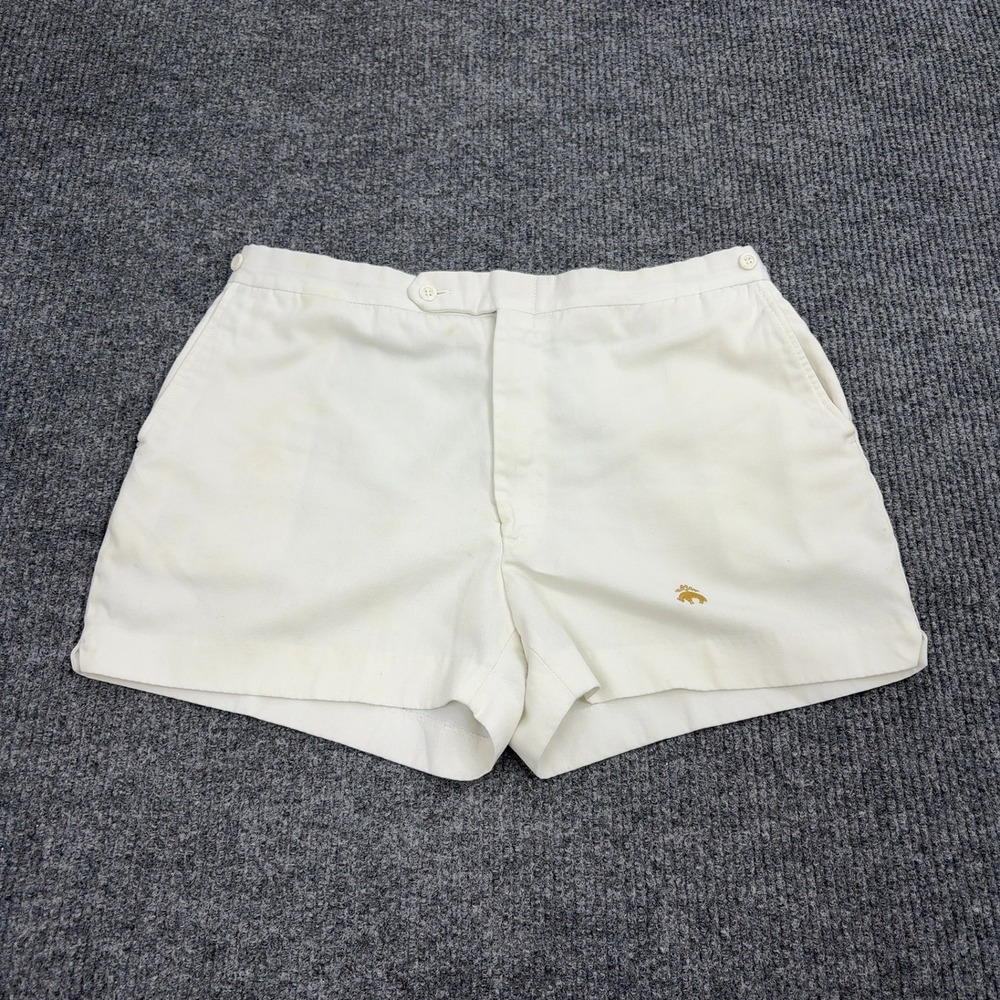 Vintage Brooks Brothers Shorts Womens XL White Cotton Golden‎ Fleece Logo Preppy